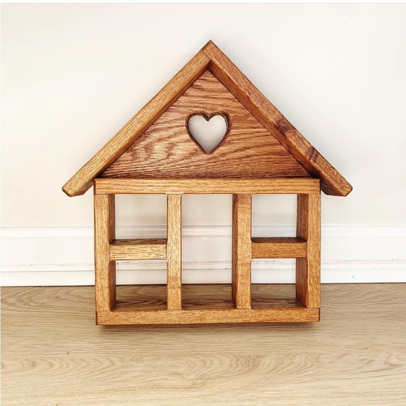 Wall Decor Vintage Solid Wood House Shaped Knick Knack Wall Shelf
